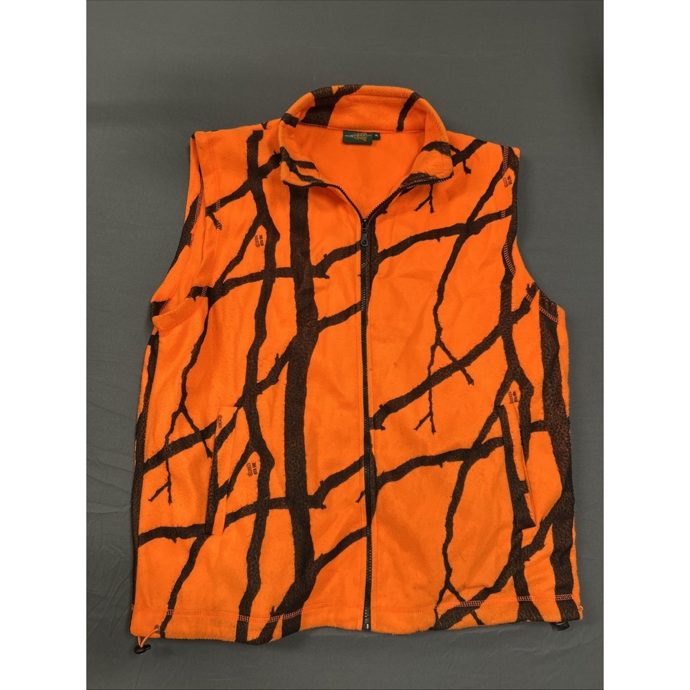 Huntworth men's blaze orange & black tree camo fleece Vest in size XL
